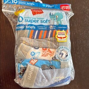 NWT Hanes Toddler Boys Tagless super soft boxer Briefs - Blue, Gray, and Orange